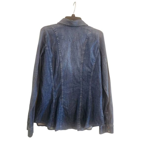 White House Black Market denim button front shirt size 12 - Picture 2 of 7